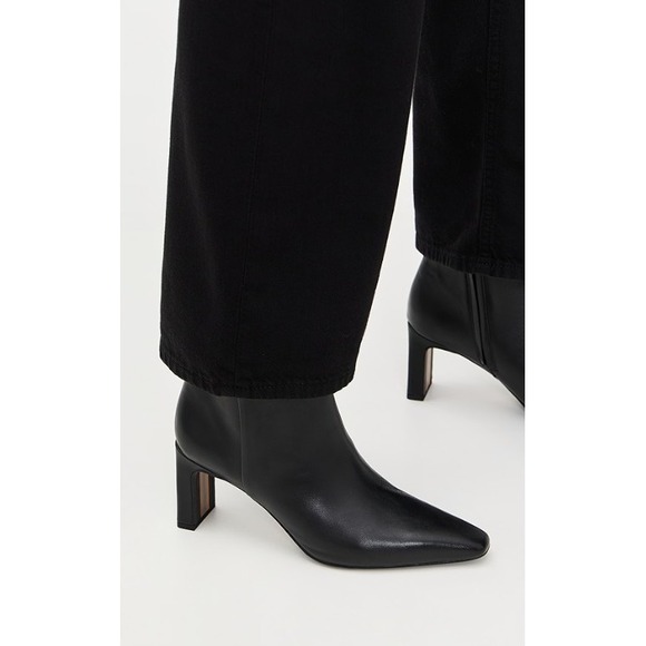 Sam Edelman Black Leather Saige Cap Toe Ankle Boots Block Heel Booties 7.5 - Picture 1 of 11
